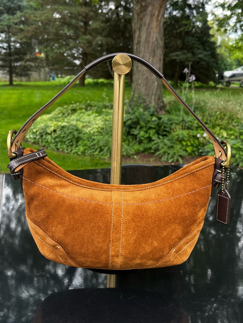 Vintage Coach SoHo 9508 Cognac Suede Hobo Shoulder Bag Y2K